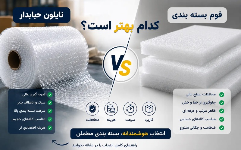 نایلون حبابدار بهتر است یا فوم؟ مقایسه‌ای که قبل از خرید باید بخوانید 📦